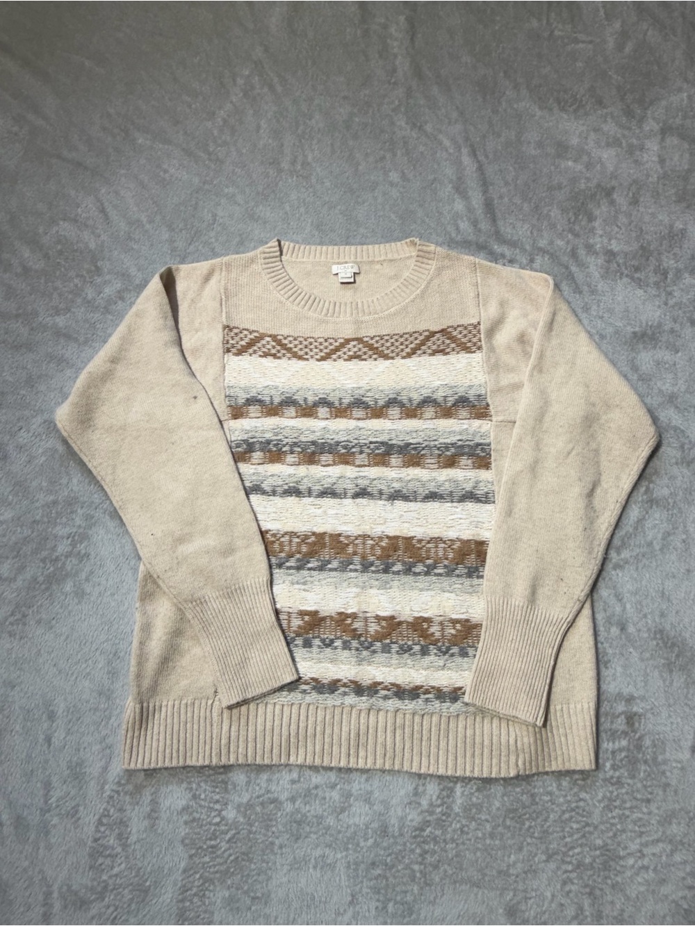 J. Crew Women's Neutral Striped Crewneck Sweater in Beige and Brown